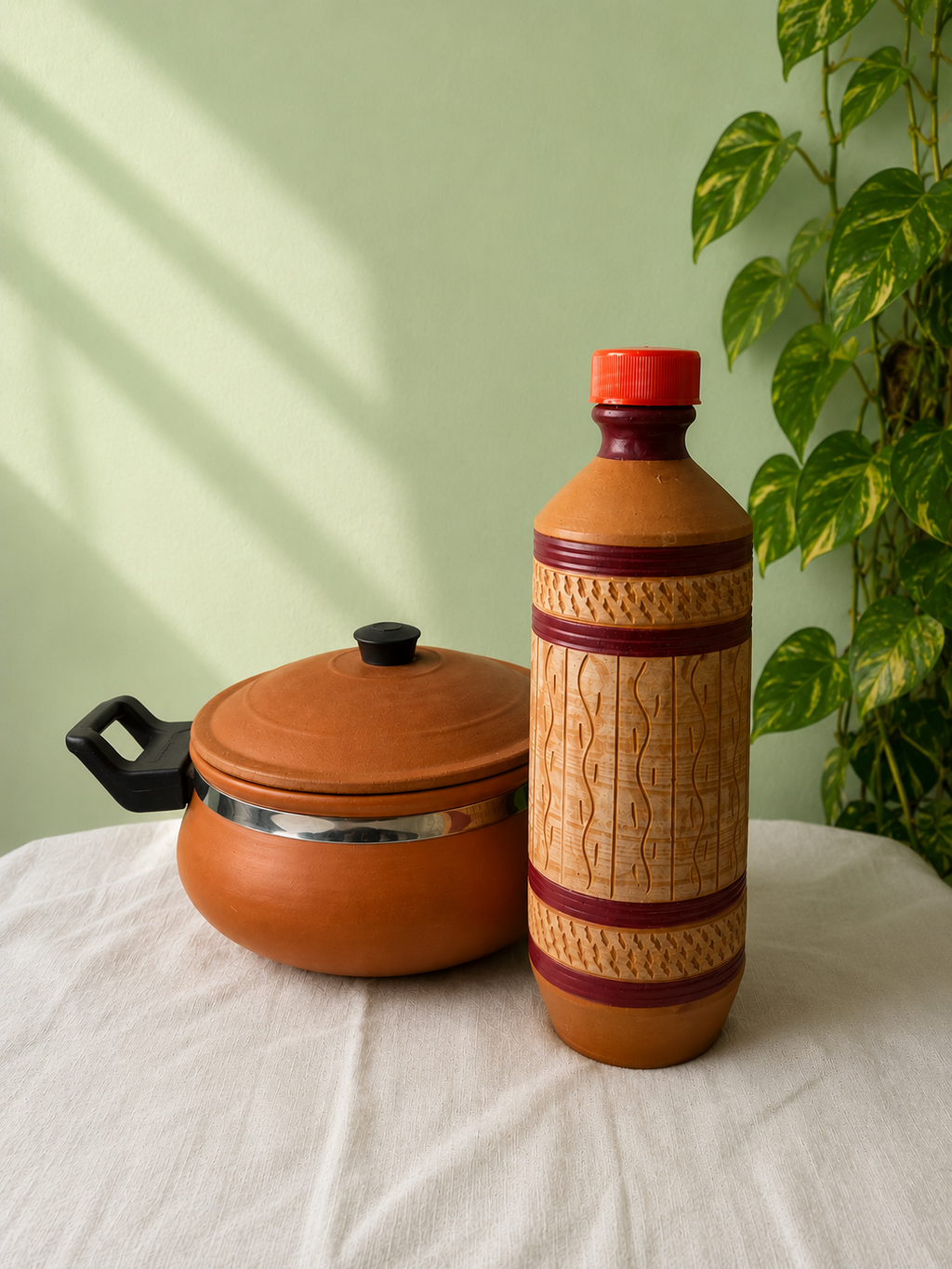 PureCook Clay Kadhai & Clay Water Bottle Combo