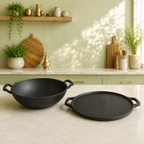 PureCook Cast Iron Kadhai + Cast Iron Dosa Tawa Combo