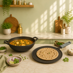 PureCook Everyday Indian Cooking Duo | Cast Iron Kadhai + Cast Iron Tawa Combo