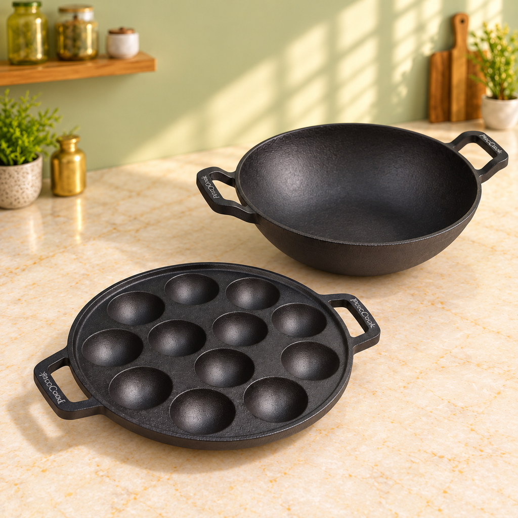 PureCook cast iron kadai and appam pan combo, view 4