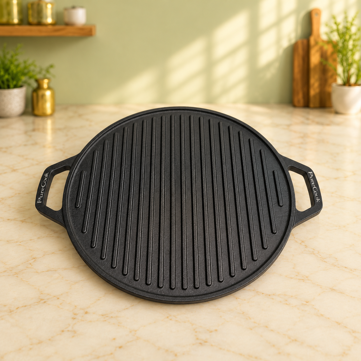 PureCook 2-in-1 cast iron grill tawa, view 3