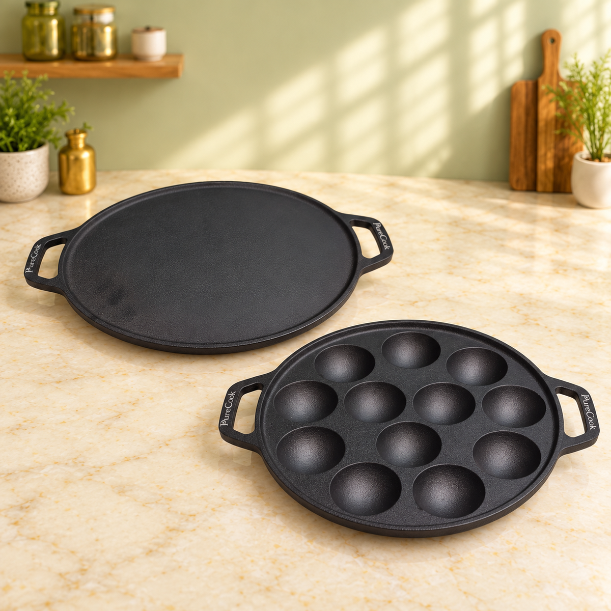 PureCook South Indian breakfast set: dosa tawa and appam pan, view 4